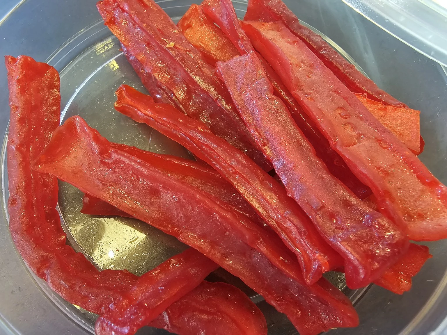Finished structured fish snack strips developed from selected secondary fish resources