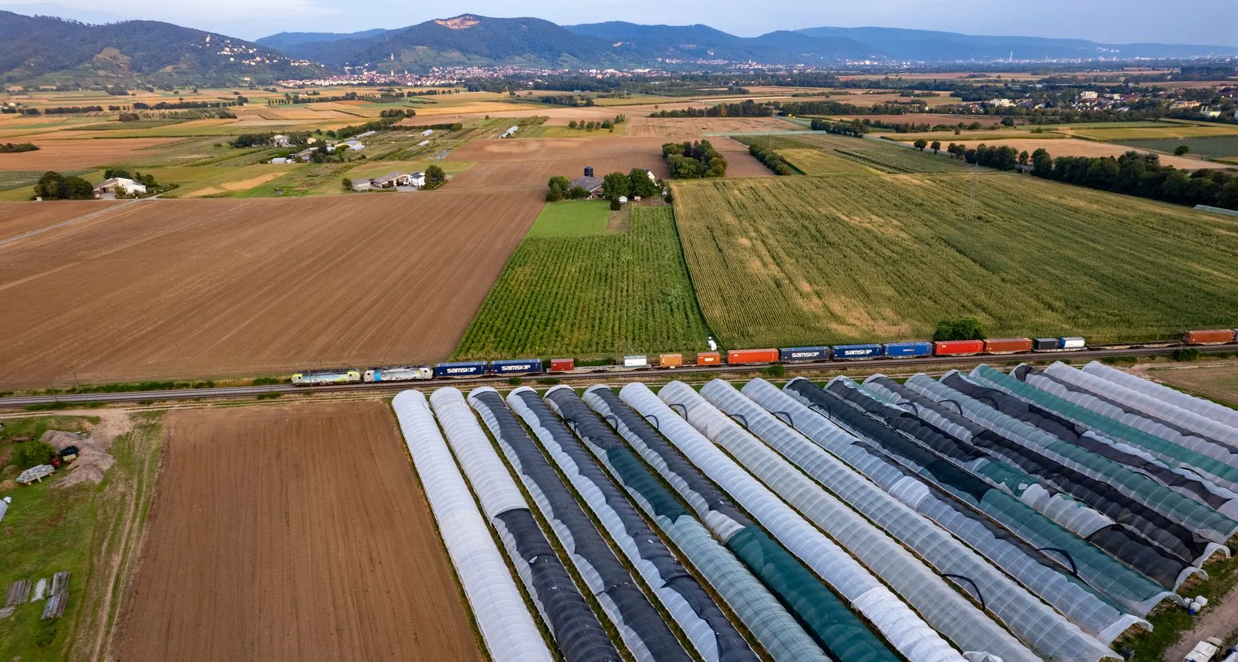 Agricultural fields, greenhouses and rural infrastructure