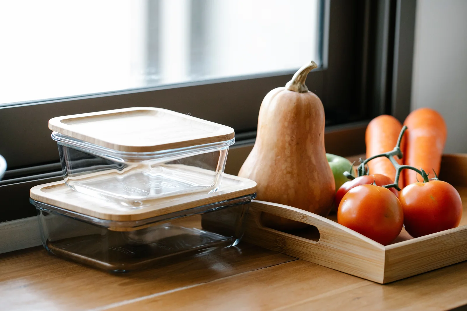 Vegetables and food-storage containers
